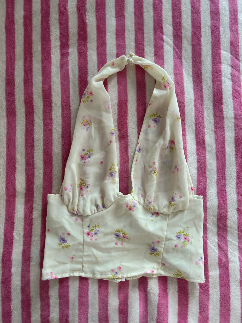 Musera Cream Floral Halter Top